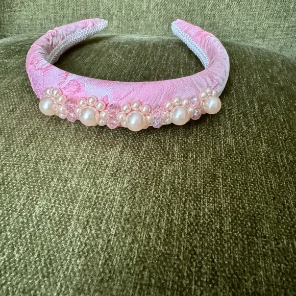 Anthropologie Sister Jane Collectors Pearl Embellished Headband Pink - Picture 6 of 7